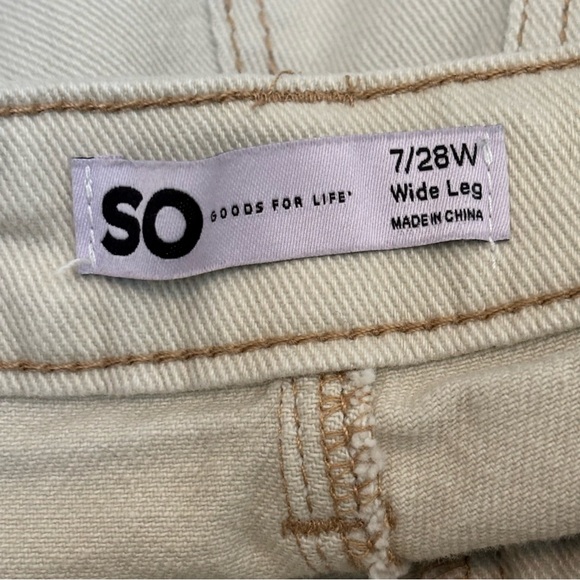 SO Beige Patchwork Wide Leg High Waisted Jeans 7 / 28 - Picture 10 of 13